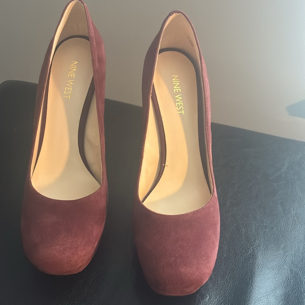 New Nine West Suede Leather Block Heels - Picture 7 of 8